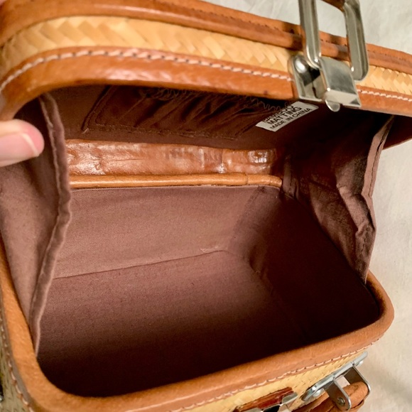 Bamboo Matting & Leather Trim Bag - Picture 4 of 7